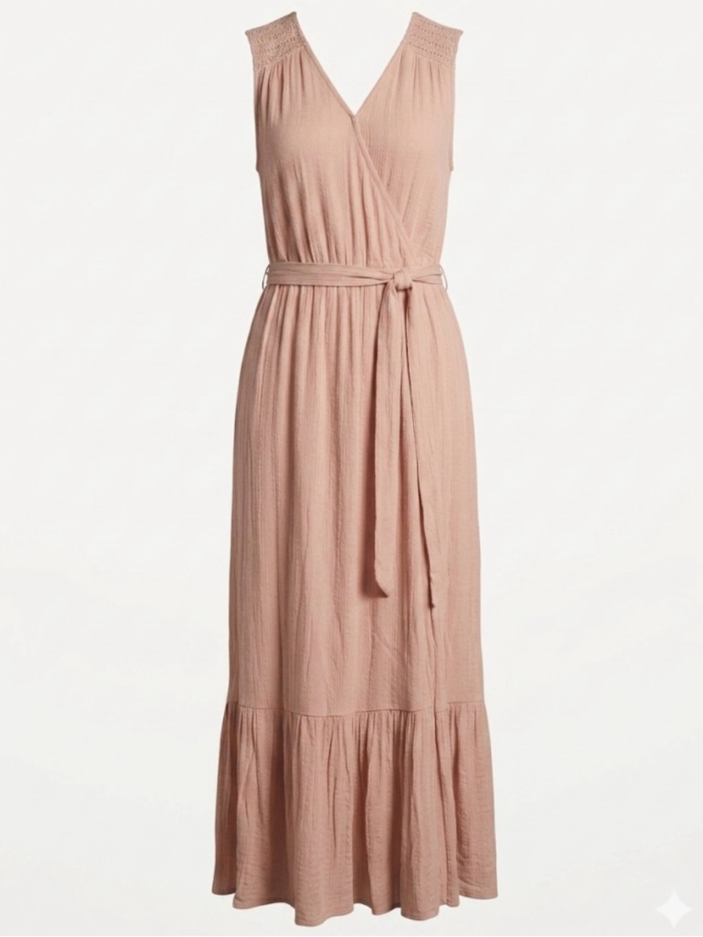 Knox Rose Boho Dusty Rose Sleeveless Wrap Maxi Dress with Waist Tie